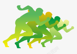 跳跃的人绿色手绘绿色奔跑元素高清图片