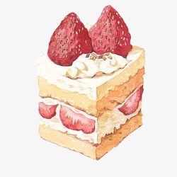 草莓画草莓夹心奶糕手绘画高清图片