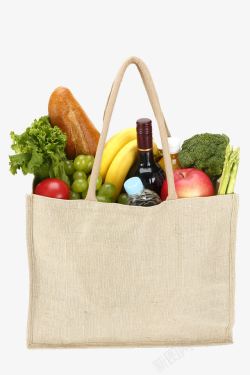 购物带购物袋里的果蔬高清图片