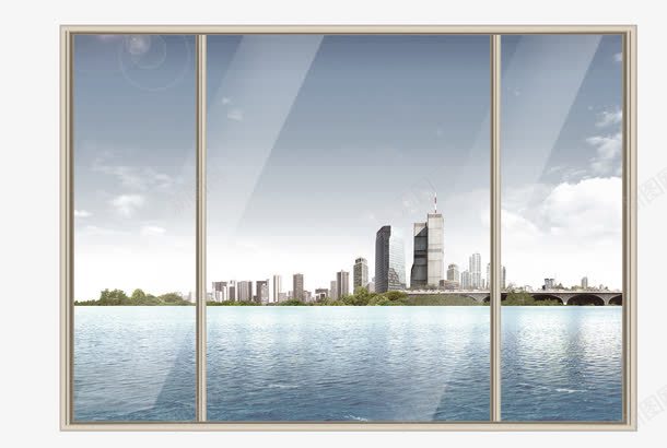 窗子和窗外的城市png免抠素材_新图网 https://ixintu.com 城市 窗外 窗子 装饰