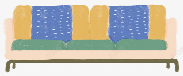 小清新手绘沙发psd免抠素材_新图网 https://ixintu.com 休闲 家具 家居 小清新 插画 沙发 装饰图案