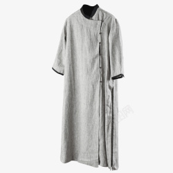 棉麻长衫衣服灰色袍子素材