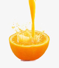 倾倒散落的水果橙汁往半个橙子里面倒高清图片