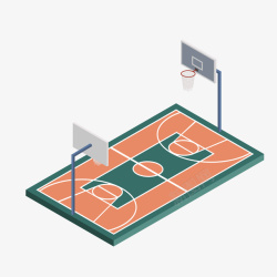 篮球模型设计立体插画篮球场装饰案高清图片