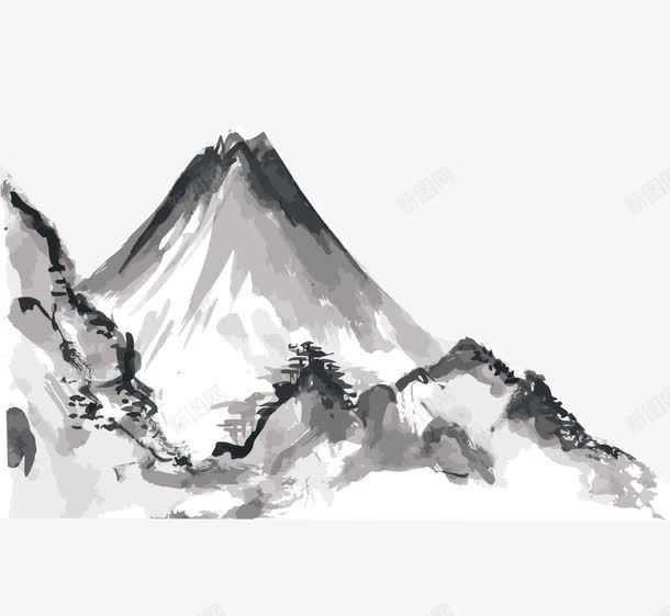 国画山峰png免抠素材_新图网 https://ixintu.com 丹青 写意画 山岭 山水画 崇山峻岭 水墨画 淡雅 深色植物 肃静