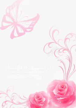 精美玫瑰背景蝴蝶精美玫瑰花背景矢量图高清图片
