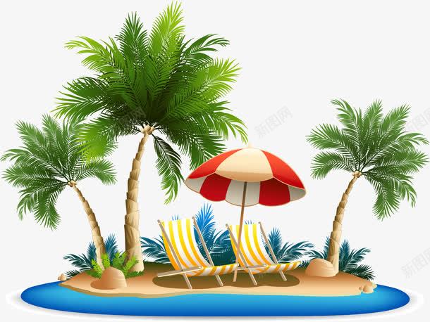 沙滩躺椅png免抠素材_新图网 https://ixintu.com 坐躺椅子 太阳伞 晒太阳 沙滩 海滩 躺椅