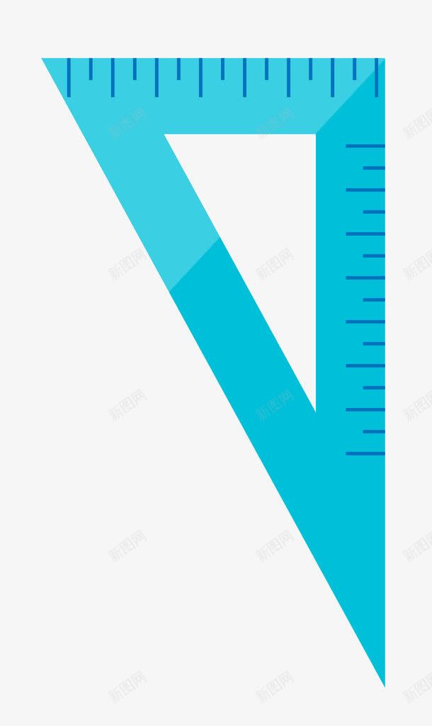 蓝色三角尺png免抠素材_新图网 https://ixintu.com 三角 刻度 卡通 尺子 手绘 简图 蓝色的 黑色线条