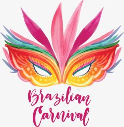 巴西素材粉红羽毛面具嘉年华高清图片