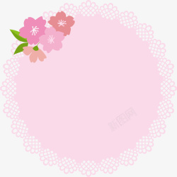 春天粉色圆形标签素材