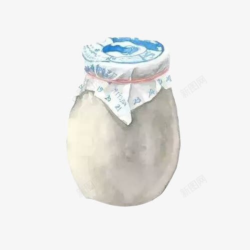 酸奶手绘画片png免抠素材_新图网 https://ixintu.com 手绘美食 水彩画 灰色 罐子 酸奶