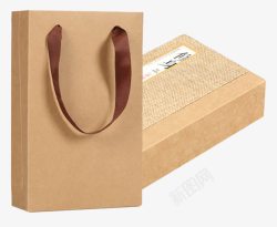 米黄色牛皮包茶叶牛皮纸日式包装盒高清图片