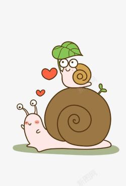 爱心壳蜗牛蜗牛母子高清图片