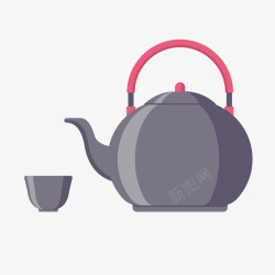 茶壶扁平灰色茶壶矢量图高清图片