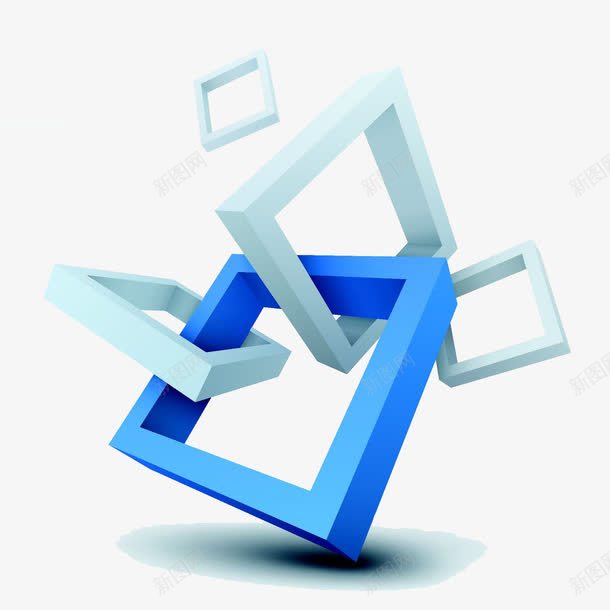 相连的方块png免抠素材_新图网 https://ixintu.com 几何图形 几何图案 图形框 图形框框 方块 方框 灰色方框 相连 蓝色方框 链接的方块