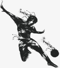 剑网3水墨水墨画黑色足球运动员奥运会高清图片