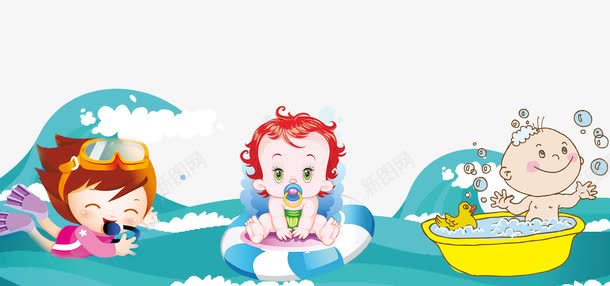 游泳培训海报背景png免抠素材_新图网 https://ixintu.com 卡通 婴儿 教育 游泳培训