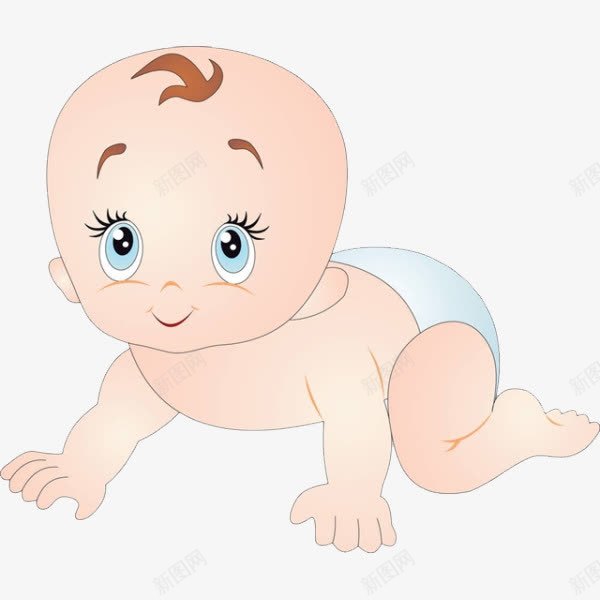 可爱的婴儿png免抠素材_新图网 https://ixintu.com 卡通 可爱的 大眼睛 小孩爬 手绘 爬着的 简笔 纸尿裤