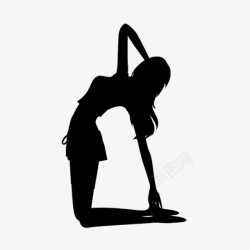 女子健身瑜伽动作剪影高清图片