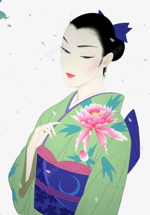 美女png免抠素材_新图网 https://ixintu.com 和服 大和民族文化 手绘 日本女人