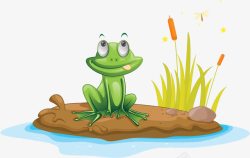 河岸上伸舌头的青蛙素材