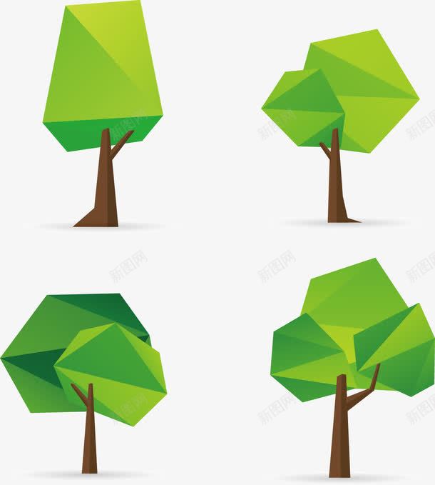 手绘低多边形树png免抠素材_新图网 https://ixintu.com 低多边形 几何 手绘 树