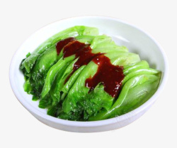 饭店绿色菜单盘子里的美食蚝油生菜高清图片