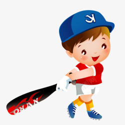棒球人物卡通打棒球的儿童人物高清图片