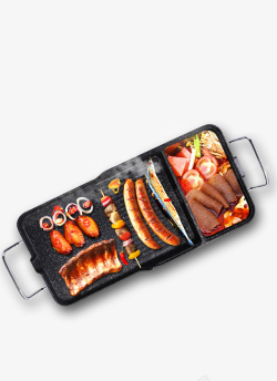 石板烤肉韩式电烤盘垫火锅高清图片