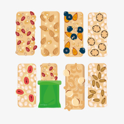 彩色健康零食坚果燕麦粒矢量图素材