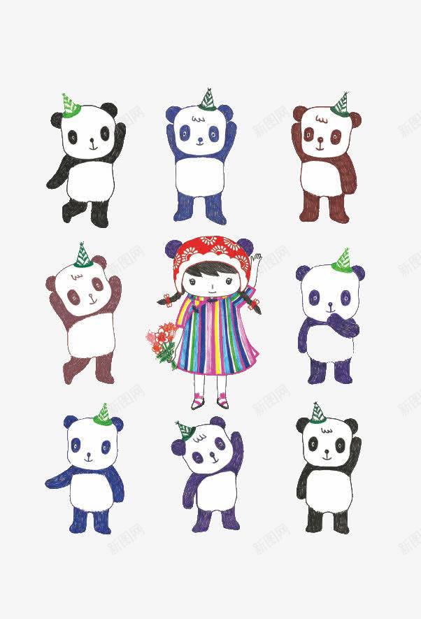 各色熊猫png免抠素材_新图网 https://ixintu.com 国宝 手绘 插画 熊猫
