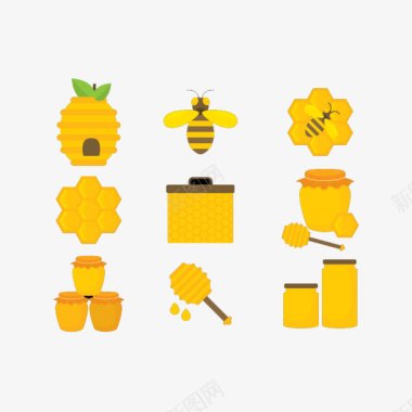 扁平化卡通蜂蜜图标图标