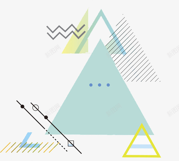 创意三角形png免抠素材_新图网 https://ixintu.com 三角形 促销 几何图形 水彩 波浪线 绿色 装饰 黑色