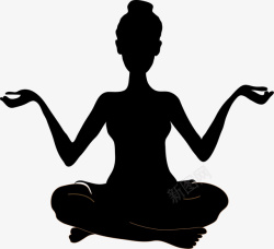 瑜伽女人瑜伽静坐的女人剪影图标高清图片