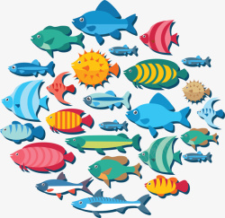 彩色海底世界小鱼矢量图素材