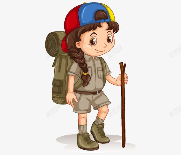 卡通旅行的女孩图png免抠素材_新图网 https://ixintu.com 女孩 女生 学生 孩子 手绘 旅游 旅行 背包客