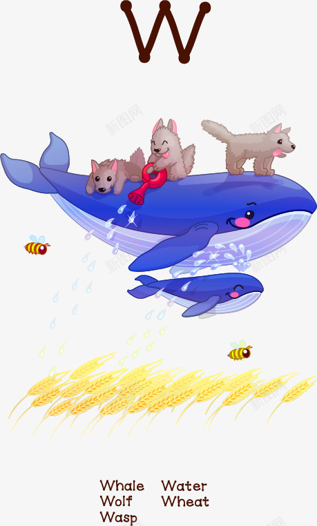 卡通动物和字母图案png免抠素材_新图网 https://ixintu.com 创意 动物 卡通 可爱的 英文字母 蓝色鲨鱼