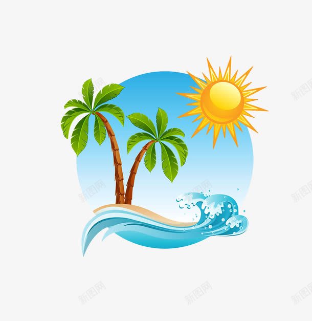 海洋和椰子树png免抠素材_新图网 https://ixintu.com H5 H5背景 PSD分层 儿童 卡通 学生 手绘 暑期夏利营 汽车 蓝天