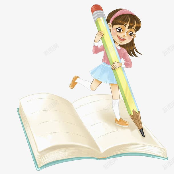 在作业本上写字的女孩png免抠素材_新图网 https://ixintu.com 上课 写字 努力 勤奋 卡通手绘 奋斗 学习 学习场景 学知识 看书