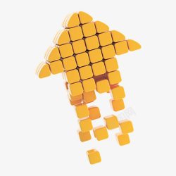 创意抽象立体方块向上的橘色立体箭头高清图片