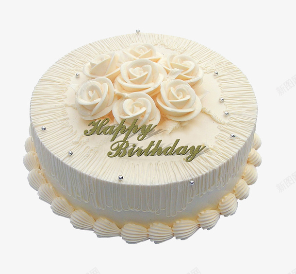 白色简单玫瑰花装饰蛋糕png免抠素材_新图网 https://ixintu.com 玫瑰花 生日蛋糕 白色 美食 蛋糕