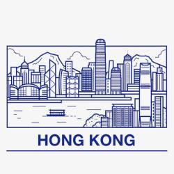 老香港线稿香港城市高清图片