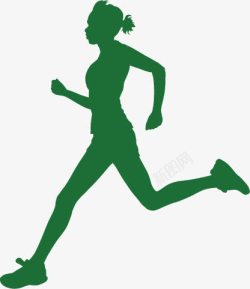 人体绿色跑步剪影高清图片