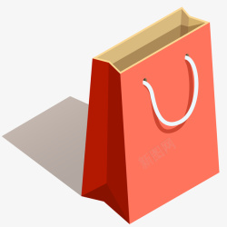 立体包装袋红色环保纸袋立体插画高清图片