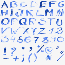 手写字蓝色手写字母数字高清图片