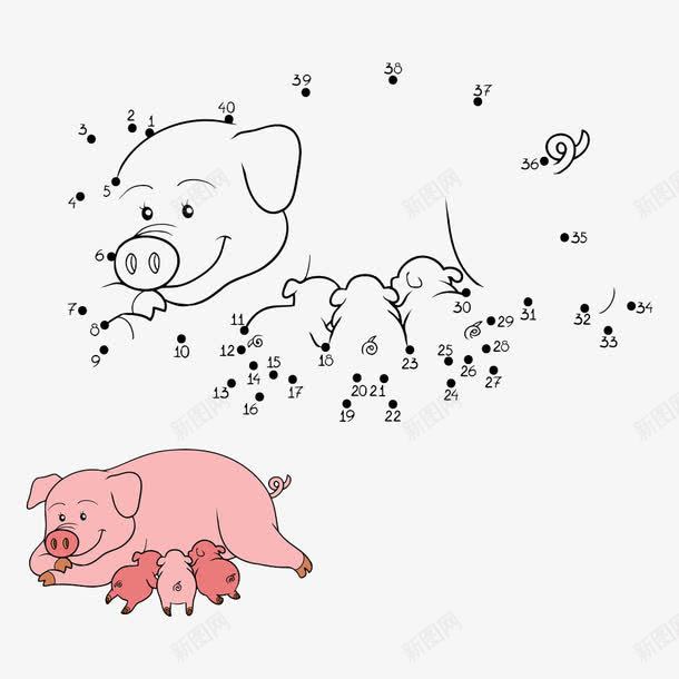 一群卡通猪png免抠素材_新图网 https://ixintu.com 数字 猪 粉色