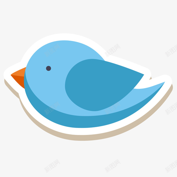 卡通蓝色的小鸟贴纸png免抠素材_新图网 https://ixintu.com 动物设计 卡通 小鸟 蓝色 贴纸设计 飞翔
