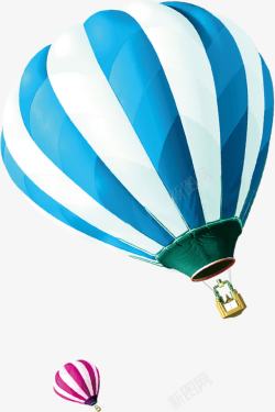 蓝白条纹雨伞蓝白条纹卡通热气球效果高清图片