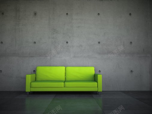靠在墙壁上的绿色沙发背景