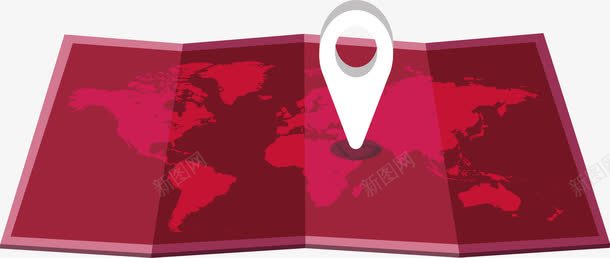 红色折纸世界地图png免抠素材_新图网 https://ixintu.com 世界地图 地图 定位符号 旅游计划 矢量png 红色地图